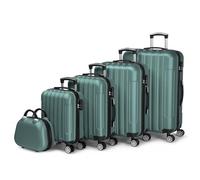 LALAHO Set de 5 Valises de Voyage avec Vanity Case, Valise Grande Taille, Valise Cabine, Petite Valise, ABS avec roulettes Pivotantes 360°, Cadenas et Poignée Télescopique (Turquoise)