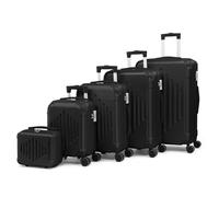 LALAHO Set de 5 Valises de Voyage avec Vanity Case, Valise Grande Taille, Valise Moyenne, Valise Cabine, ABS avec Coins Renforcés, roulettes Pivotantes 360°, Serrure à Combinaison (Noir)