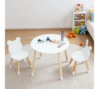 LALAHO Table pour enfant avec 2 chaises, ensemble de sièges pour enfants, bureau / table de coloriage, table de jeu, avec pieds en pin meubles pour chambre d'enfant, jardins d'enfants (blanc)
