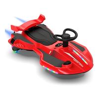 LALAHO Voiture électrique 2 en 1, pour enfant, avec pédale, lumières LED, direction à 360°, protection anti-basculement à 2 vitesses, roues lumineuses, pour enfant à partir de 3 ans, rouge et noir