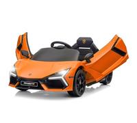 LALAHO Voiture électrique Enfants de Lamborghini 12 V Max avec Télécommande 2,4G Effets sonores + Lumineux (Orange)