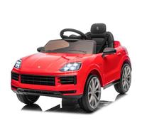 LALAHO Voiture Véhicule électrique Enfant 12V avec Télécommande 2.4G Parentale Fournie-Effets Sonores, Lumineux - Porsche Cayenne Coupe (Rouge)