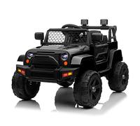 LALAHO Voiture Véhicule électrique Enfant 12V avec télécommande à 2,4 GHz,V. Max. 2,8 Km/h télécommande Effets sonores，Noir