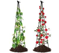 Lalahoni Lot de 2 Treillis de Jardin pour Plantes grimpantes d'extérieur et d'intérieur | 170,2 cm de Haut | Treillis obélisque de Jardin, léger, Noir