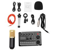 lalaleny Kit de microphone à condensateur pour podcast - Streaming - Microphone à condensateur cardioïde USB - Kit de mixage audio avec carte son pour le streaming, le podcasting, l'enregistrement