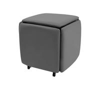 lalaleny Tabouret de canapé multifonction 5 en 1 empilable 46 x 46 x 48 cm 75 kg en acier au carbone PU avec roulettes pour salon, chambre à coucher, tabouret de maquillage
