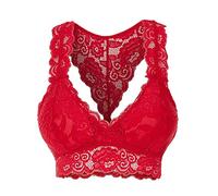 Lalaluka Soutien-gorge en dentelle sans armatures - Grande taille - Full Silhouette confortable - Sans fil - Lingerie sexy avec col en V - - L