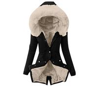 Lalaluka Veste coupe-vent pour femme, doublure en peluche, manteau mi-long et épais, manteau en coton, veste d'hiver, veste d'extérieur, veste à capuche, veste d'hiver., beige, XL