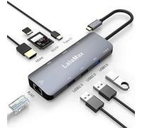 lalamax Hub USB C pour MacBook Pro 9 en 1 avec HDMI 4K, Ethernet, lecteur de cartes SD/TD, USB 3.0, VGA, USB 2.0 et ports d'alimentation, adaptateur USB C compatible avec MacBook et Windows