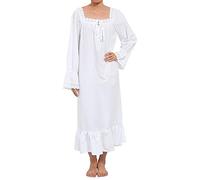 Lalander Chemise de nuit à manches longues en coton blanc - Ecru - Medium