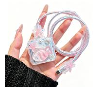 LALAPOPO Joli protecteur de chargeur pour iPhone 18 W/20 W - Rose - Motif étoile de mer et poisson - Protection de cordon de téléphone - Câble USB pour iPhone 15, 16, 17 Pro Max
