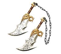 LALAPORT Kratos médiéval de 43,2 cm, lames d'épée du chaos en mousse entièrement améliorées, accessoire de cosplay, accessoire de cosplay 1:1, réplique de costume d'Halloween doré, argent, or argent,