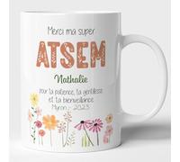 Lalasol Mug ATSEM Personnalisé - Idée Cadeau Pour ATSEM - Tasse Cadeau ATSEM Merci Pour Tout Avec Nom Personnalisable - Imprimé en France