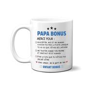Lalasol Mug Cadeau Pour Beau-papa Papa-Bonus - Tasse Idée Cadeau Pour Beau-père Papa Bonus Noël Anniversaire Fête des Pères