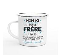 Lalasol Mug Emaillé Cadeau Pour Votre Petit Frère - Prénom Personnalisé - Tasse Pour Petit Frère Et Grande Sœur Idée Cadeau Original Pour Anniversaire Noël - Imprimé en France
