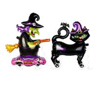 LALASTYLE Lot de 2 ballons 3D pour Halloween avec roues - Décoration de fête animée effrayante - Accessoires de maison hantée - Décoration de tours ou de friandises