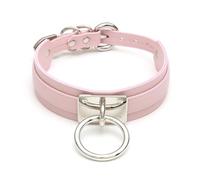 lalatia Colliers Ras du Cou en Cuir Artificiel O-Ring Choker pour Femme (Rose, Argent)