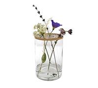 LaLe Living Vase en fer et verre avec ornement doré, Ø 10 x 15,5 cm