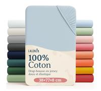 Laleni Basic Drap Housse Bebe 38x77cm - Lot de 2 - Respirant Et Doux - 100% Coton (135 g/m²) - Certifié Oeko-TEX 100 - Light Blue - Bleu