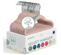 Laleni Cintre Enfant 30 pièces avec Housse Velours - Cintre Bebe - cintres Enfants pivotant 360° - ceintres pour Enfant antidérapant - cintres Bebe - ceintre Bebe - ceintre Enfant Rose léger