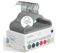 Laleni Cintre Enfant 30 Pièces - Housse Velours - Cintre Bébé Pivotant 360° - Antidérapant - Gris
