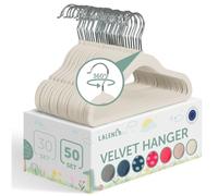 Laleni Cintre Enfant 50 pièces avec Housse Velours - Cintre Bebe - cintres Enfants pivotant 360° - ceintres pour Enfant antidérapant Velours - cintres Bebe - ceintre Bebe - ceintre Enfant Ivoire