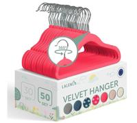Laleni Cintre Enfant 50 Pièces Avec Housse Velours - Pivotant 360° Antidérapant - Velour Rose