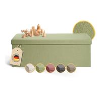 Laleni Coffre de Rangement Solide - Pouf Coffre Rangementt 110x38x38 cm - Banc Coffre Rangementt - Tabouret Rangementt - Storage Ottoman Teddy - Coffre Rangementt pour Enfants en Teddy Vert