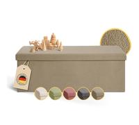 Laleni Coffre de Rangement Solide - Pouf Coffre Rangementt 110x38x38 cm - Banc Coffre Rangementt - Tabouret Rangementt - Storage Ottoman Teddy - Coffre Rangementt pour Enfants en Teddy Taupe