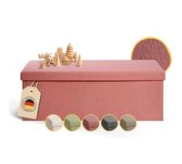 Laleni Coffre de Rangement Solide - Pouf Coffre Rangementt 110x38x38 cm - Banc Coffre Rangementt - Tabouret Rangementt - Storage Ottoman Teddy - Coffre Rangementt pour Enfants en Teddy Corail