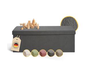 Laleni Coffre de Rangement Solide - Pouf Coffre Rangementt 110x38x38 cm - Banc Coffre Rangementt - Tabouret Rangementt - Storage Ottoman Teddy - Coffre Rangementt pour Enfants - Teddy Anthracite