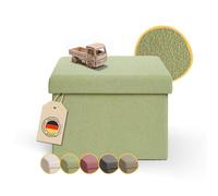 Laleni Coffre de Rangement Solide - Pouf Coffre Rangementt 41x31x31 cm - Banc Coffre Rangementt - Tabouret Rangementt - Storage Ottoman Teddy - Coffre Rangementt pour Enfants en Teddy Vert