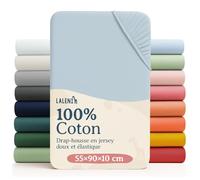 Laleni Draps Housses 55x90 cm en Jersey - Lot de 2 Drap Housse Bébé Certifié Oeko-TEX - 100% Coton - Pour Lit Parapluie et Cododo - Bleu Clair