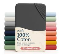 Laleni Draps Housses 55x90 cm en Jersey - Lot de 2 Drap Housse Bebe certifié Oeko-TEX - Drap Housse cododo 100% Coton - Drap Housse lit Parapluie - Drap cododo - Matelas cododo - Drap lit Anthracite