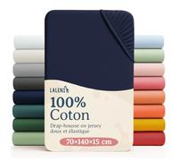 Laleni Draps Housses 60/70 x 120/140 cm en Jersey - Lot de 2 Certifié Oeko-TEX - Drap Housse Bébé Coton - Lit Bébé 60x120 et 70x140 - Bleu