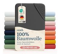 Laleni Jersey Drap-housse 55x90 cm pour lit d'appoint Certifié OEKO-TEX draps/taies d'oreiller - Anthracite