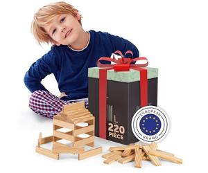Laleni Jeux de Construction - 220 Planchette Bois en pin 100% Non traité - Cubes à empiler Enfant - Jeux en Bois pour bricoler - Jeux Tour en Bois a empiler - Jeux à empiler -Bloc Construction Bois