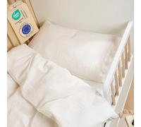 Laleni Linge de lit Enfant 100x135 cm en Coton | Mousseline Oeko-TEX certifié Linge de lit été Vert 40x60 taie d'oreiller