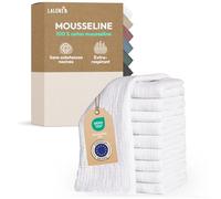 Laleni Lot de 10 Bavoirs Bébé En Pur Coton | Serviettes De Gaze Sans Substances Nocives 70x70 | Mousseline Très Absorbante | Mouchoirs Lavables | Blanc