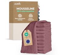 Laleni Lot de 10 Langes Bébé 70x70 - Haute Qualité 100% Coton Multi-Usage - Gaze Très Absorbante - Débarbouillette Lavable - Carré Mousseline - Rose