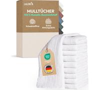 Laleni Lot de 10 langes pour bébé - Linge de puériculture très absorbant, 100% coton, certifié Oeko-TEX®, tissu mousseline bébé, 70x70 cm, blanc