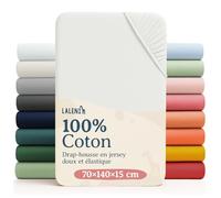 Laleni Lot de 2 draps de lit en coton doux 135 g/m² pour lit de voyage - 140 x 70 cm - Ivoire