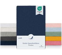 Laleni Lot de 2 draps-housses en éponge 40x90cm - Drap certifié Oeko-TEX, Draps-housses sans plis pour lit d'enfant, lit de bébé et panier Moïse Dark Ocean Blue - Bleu