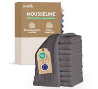 Laleni Lot de 20 Langes Bébé 70x70 - Haute Qualité 100% Coton Multi-Usage - Gaze Mousseline Très Absorbante - Débarbouillette Lavable - Carré Bébé - Anthracite