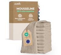Laleni Lot de 30 Langes Bébé 70x70 - Haute Qualité 100% Coton Multi-Usage - Gaze Mousseline Très Absorbante - Débarbouillette Lavable - Carré Beige
