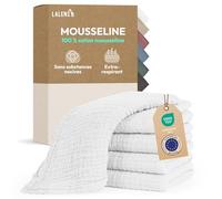 Laleni Lot de 5 bavoirs pour bébé en pur coton - Lingettes douces sans substances nocives 70 x 70 cm - Serviettes en mousseline absorbantes pour bébé - Serviettes en mousseline lavables - Blanc