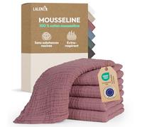 Laleni Lot de 5 Lange Bebe 70x70 - Langes Coton bébé Haute qualité 100% Coton Multi-Usage - Gaze de Coton mousselines très absorbantes - debarbouillette Bebe Lavable - Carre Coton Bebe - Rose