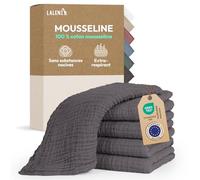 Laleni Lot de 5 Langes Bébé 70x70 - Haute Qualité 100% Coton Multi-Usage - Gaze Très Absorbante - Débarbouillette Lavable - Carré Mousseline - Anthracite
