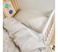 Laleni Parure de lit Enfant 100x135 cm en Coton | Mousseline Parure de lit Enfant 100 x 135 cm + taie d'oreiller 40x60 cm | Oeko-TEX certifié Linge de lit Gris | Mousseline Set de Linge de lit Enfant