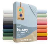 Laleni Premium Draps housses 38x77 cm en jersey - Drap housse bebe certifié OEKO-TEX - Drap housse berceau 100% coton - Drap housse lit parapluie - Matelas et linge de lit - Drap lit bebe - bleu clair